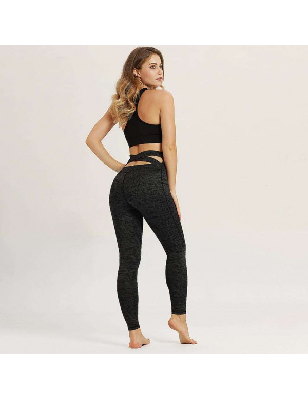 Sexy Sports Yoga Pants High Waist Trousers Stretch Leggings (Black S)