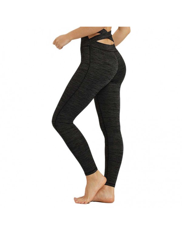 Sexy Sports Yoga Pants High Waist Trousers Stretch Leggings (Black S)