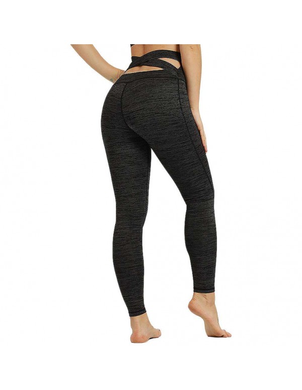 Sexy Sports Yoga Pants High Waist Trousers Stretch Leggings (Black S)