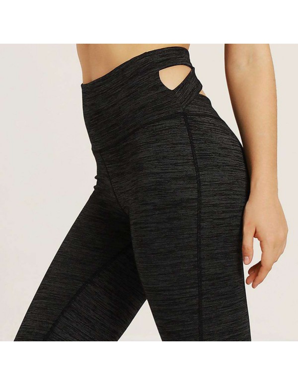 Sexy Sports Yoga Pants High Waist Trousers Stretch Leggings (Black S)