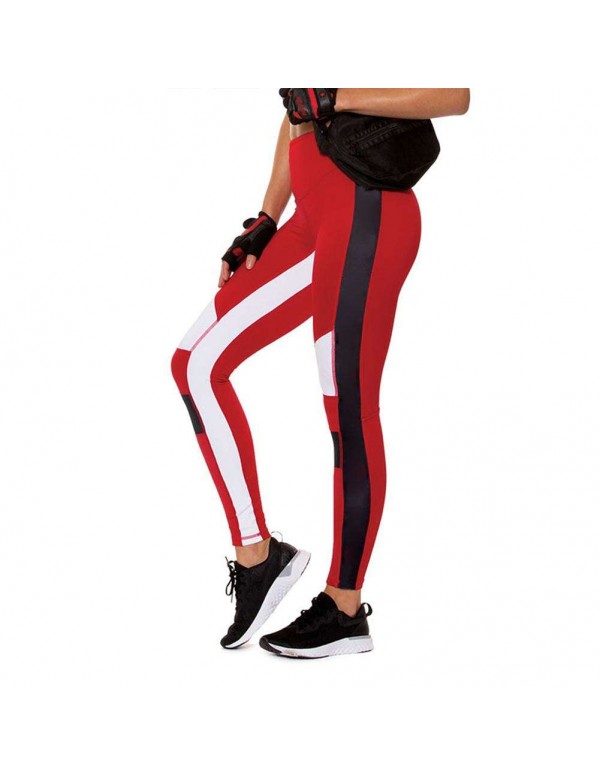 Sexy Sports Yoga Pants Splicing Color Trousers Slim Leggings (Red XL)