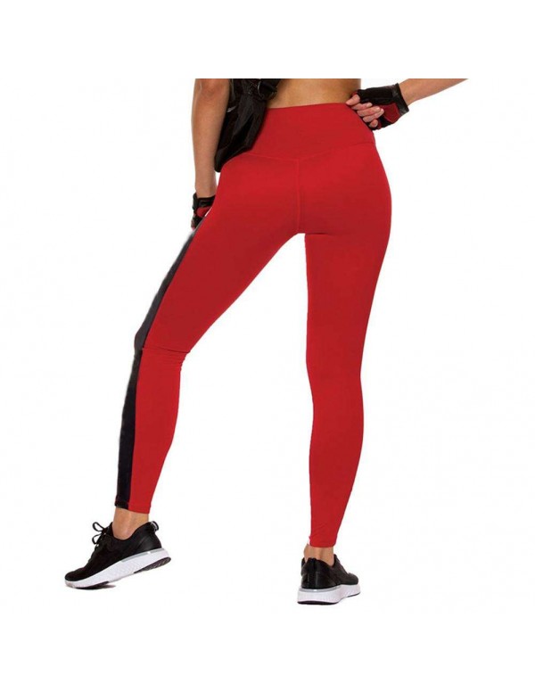 Sexy Sports Yoga Pants Splicing Color Trousers Slim Leggings (Red XL)