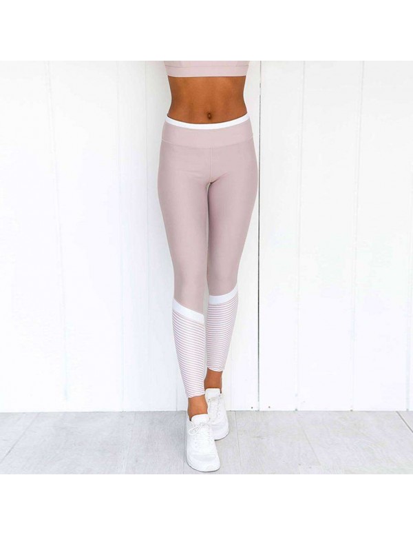 Sexy Sports Yoga Pants Patchwork High Waist Trousers Slim Leggings (S