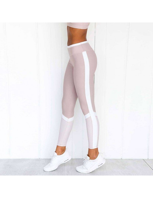 Sexy Sports Yoga Pants Patchwork High Waist Trousers Slim Leggings (S