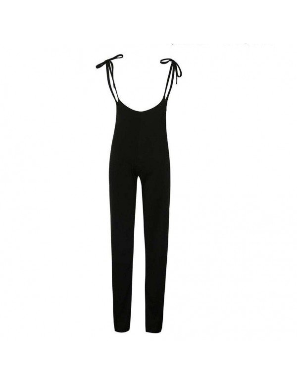 Casual High Waist Wide Leg Pants New Lace Up Overalls Trousers (S)