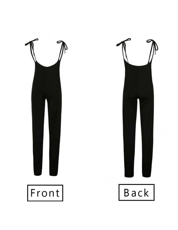 Casual High Waist Wide Leg Pants New Lace Up Overalls Trousers (S)