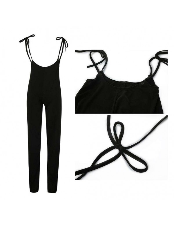 Casual High Waist Wide Leg Pants New Lace Up Overalls Trousers (S)