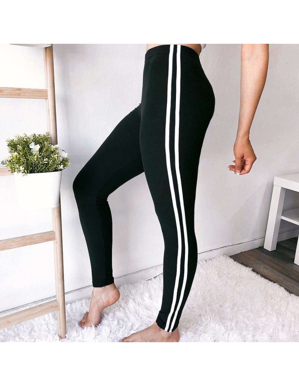 Sexy Sports Pants Elastic Leggings Ankle-length Trousers (Black S)