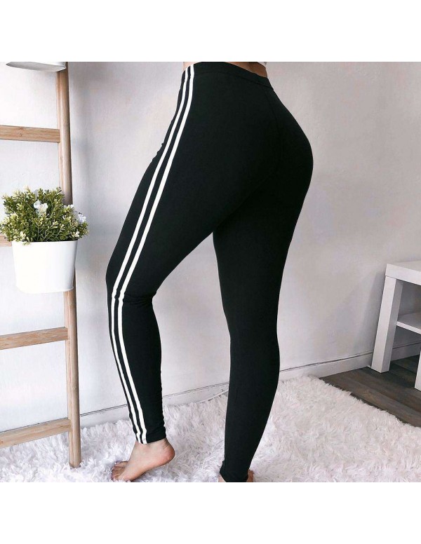 Sexy Sports Pants Elastic Leggings Ankle-length Trousers (Black S)