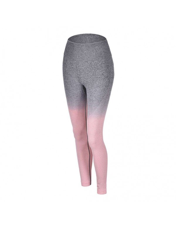 Sports Yoga Pants Gradient High Waist Gym Stretch Leggings (Pink S