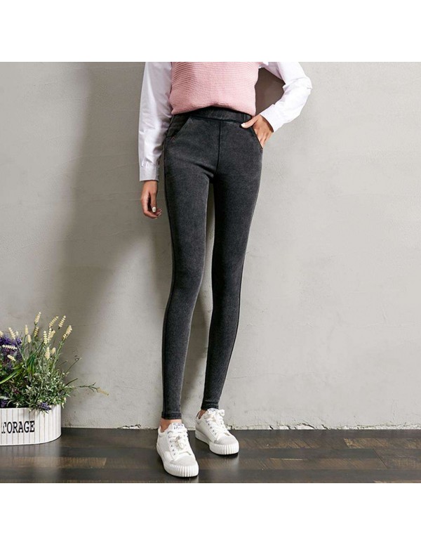 Spring Fashion Slim Jeans High Waist Stretch Pencil Pants (Grey M