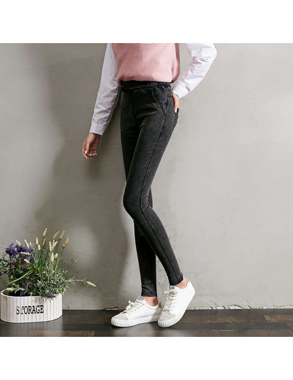 Spring Fashion Slim Jeans High Waist Stretch Pencil Pants (Grey M