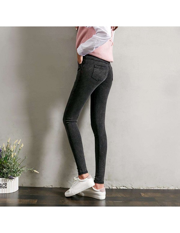 Spring Fashion Slim Jeans High Waist Stretch Pencil Pants (Grey M