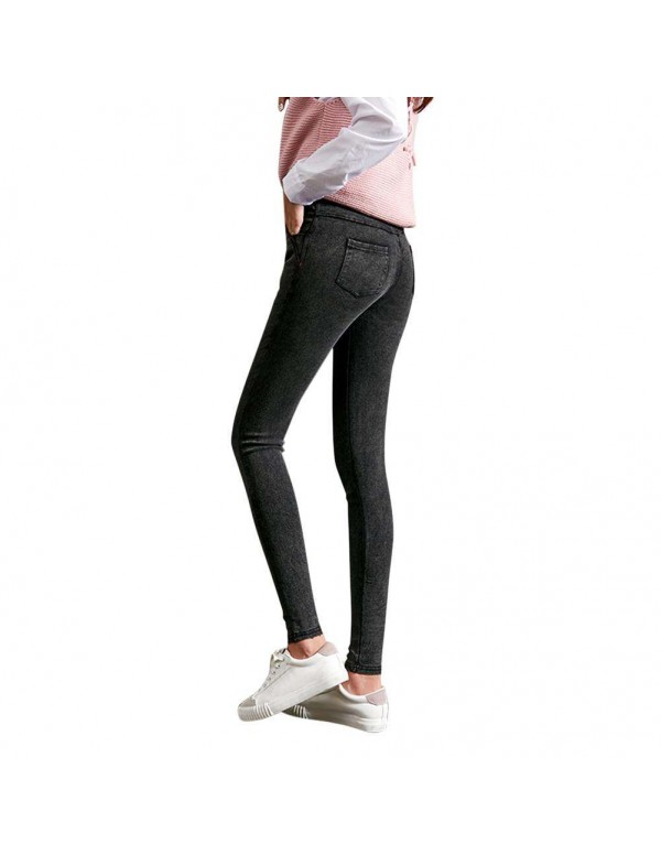 Spring Fashion Slim Jeans High Waist Stretch Pencil Pants (Grey M