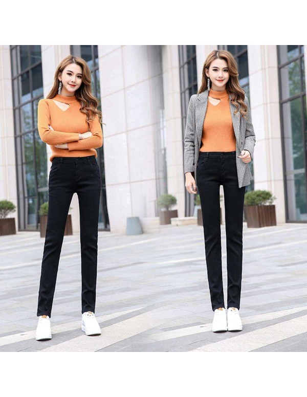 Casual High Waist Jeans Denim Pencil Pants Skinny Trousers (Black 27)