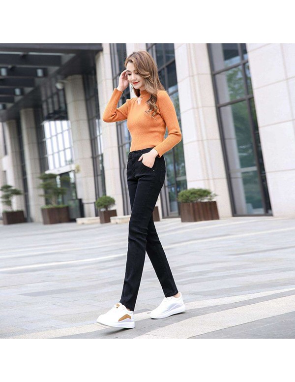 Casual High Waist Jeans Denim Pencil Pants Skinny Trousers (Black 27)