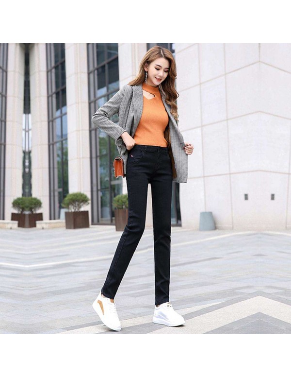 Casual High Waist Jeans Denim Pencil Pants Skinny Trousers (Black 27)