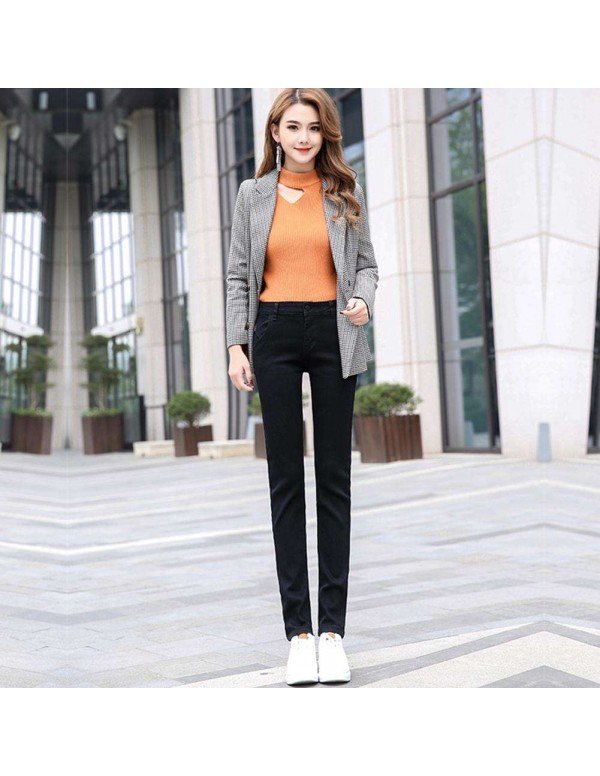 Casual High Waist Jeans Denim Pencil Pants Skinny Trousers (Black 27)