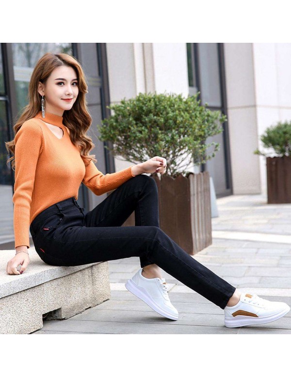 Casual High Waist Jeans Denim Pencil Pants Skinny Trousers (Black 27)