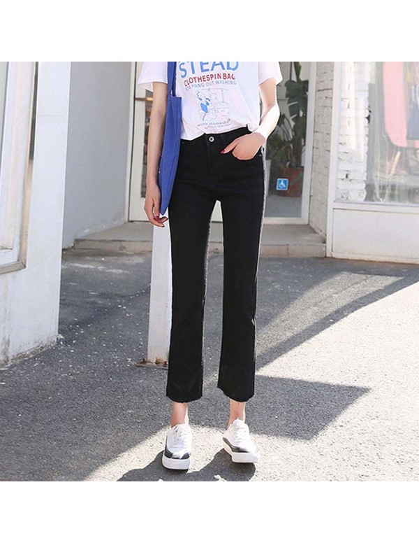 Casual High Waist Jeans Denim Pencil Pants Skinny Trousers (Black 28)