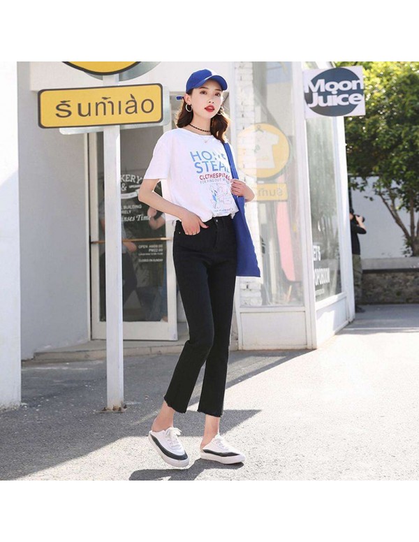 Casual High Waist Jeans Denim Pencil Pants Skinny Trousers (Black 28)